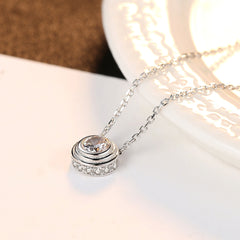 Aetolia 925 Sterling Silver 18K Gold Plated Round Multi Bezel Set Solitaire Pendant Necklace SN0079