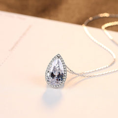 Aetolia 925 Sterling Silver 18K Gold Plated Teardrop Halo Pendant Necklace SN0081