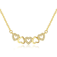 Aetolia 925 Sterling Silver 18K Gold Plated Heart to Heart Pendant Necklace SN0061