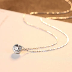 Aetolia 925 Sterling Silver 18K Gold Plated Round Multi Bezel Set Solitaire Pendant Necklace SN0079