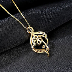 Aetolia 925 Sterling Silver Natural Freshwater Pearl Necklace Music Notation CZ Diamond Pendant Necklace FN0093