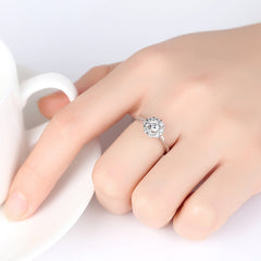 Aetolia 925 Sterling Silver 18K Gold Plated Flower Shaped Mounting Mini CZ Diamond Ring SR0062