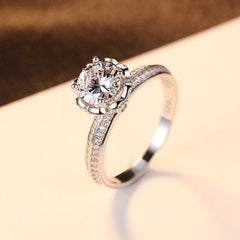 Aetolia 925 Sterling Silver 18K Gold Plated Double Row CZ Diamond Engagement Wedding Ring SR0064