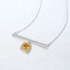 Aetolia 925 Sterling Silver 18K Gold Plated Gemstone Square Yellow CZ Diamond Pendant Necklace SN0116