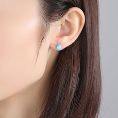 Aetolia 925 Sterling Silver Opal Earrings Trendy Solitaire CZ Diamond Opal Stud Earrings SE0223