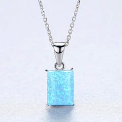 Aetolia 925 Sterling Silver Opal Necklace Rectangle Opal Pendant Necklace SN0142