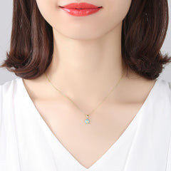 Aetolia 925 Sterling Silver Opal Necklace Colorful Round Opal Pendant Necklace SN0278