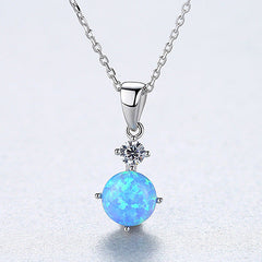 Aetolia 925 Sterling Silver Opal Necklace Lucky Birth Stone Opal Pendant Necklace SN0271