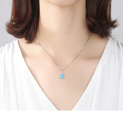 Aetolia 925 Sterling Silver Opal Necklace Round CZ Diamond Ball Opal Pendant Necklace SN0273