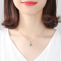 Aetolia 925 Sterling Silver Opal Necklace Luxury Flower Opal Pendant Necklace SN0274