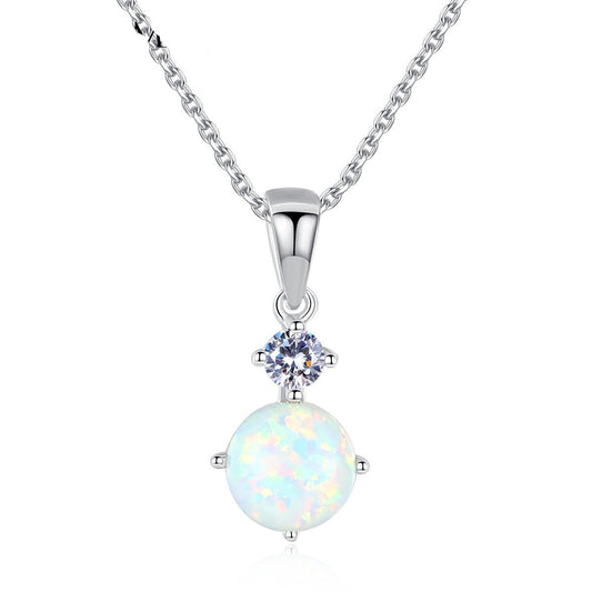 Aetolia 925 Sterling Silver Opal Necklace Lucky Birth Stone Opal Pendant Necklace SN0271