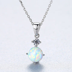Aetolia 925 Sterling Silver Opal Necklace Lucky Birth Stone Opal Pendant Necklace SN0271