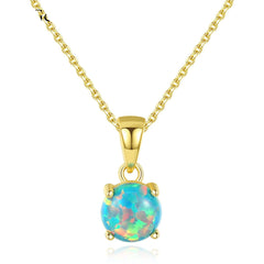 Aetolia 925 Sterling Silver Opal Necklace Colorful Round Opal Pendant Necklace SN0278