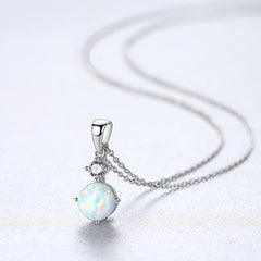 Aetolia 925 Sterling Silver Opal Necklace Lucky Birth Stone Opal Pendant Necklace SN0271