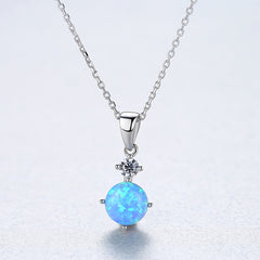Aetolia 925 Sterling Silver Opal Necklace Lucky Birth Stone Opal Pendant Necklace SN0271