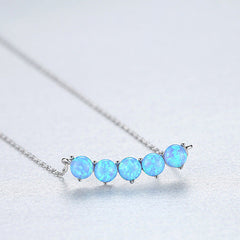 Aetolia 925 Sterling Silver Opal Necklace 5 Balls Opal Pendant Necklace SN0272