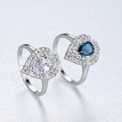 Aetolia 925 Sterling Silver 18K Gold Plated Pear Shaped Halo Engagement Wedding Ring SR0180