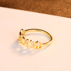 Aetolia 925 Sterling Silver 18K Gold Plated Unique Hollow Out Heart CZ Diamond Ring SR9225