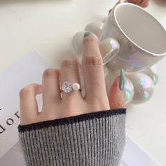 Aetolia Design 5A Zirconia 925 Sterling Silver And Pearl Rings Designer Cz Stone Handmade Ring Supplier India Jewelry For Women
