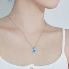 Aetolia Dainty Layering heart shape Choker Custom Charm Women Jewelry 18k Gold Plated blue Opal Pendant Necklaces for women