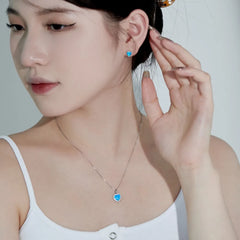 Aetolia Dainty Layering heart shape Choker Custom Charm Women Jewelry 18k Gold Plated blue Opal Pendant Necklaces for women