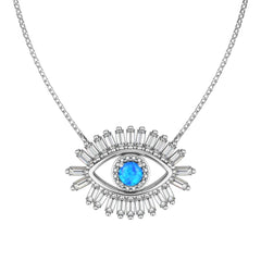 Aetolia Simple Blue Devil Eye Pendants For Women S925 Silver Necklace Turkish Lucky Chain Blue Eye Cz Cubic Zirconia Necklaces
