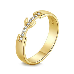 Aetolia Christmas Gift 18K Gold Plated Classic Trendy Cubic Zirconia 925 Sterling Silver Jewelry Engraved Moon Band Rings For Women