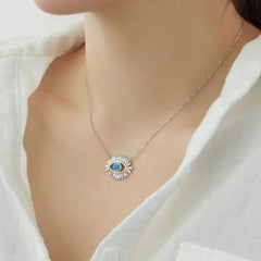 Aetolia Simple Blue Devil Eye Pendants For Women S925 Silver Necklace Turkish Lucky Chain Blue Eye Cz Cubic Zirconia Necklaces