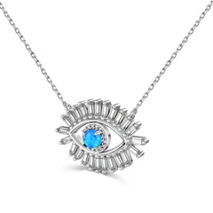 Aetolia Simple Blue Devil Eye Pendants For Women S925 Silver Necklace Turkish Lucky Chain Blue Eye Cz Cubic Zirconia Necklaces