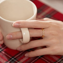 Aetolia Christmas Gift 18K Gold Plated Classic Trendy Cubic Zirconia 925 Sterling Silver Jewelry Engraved Moon Band Rings For Women