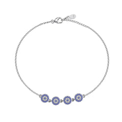 Aetolia Unique S925 Sterling Silver Jewelry Lucky Blue Devil Eye Bracelet Cz Cubic Zirconia Four Eyes Tennis Bracelets For Women