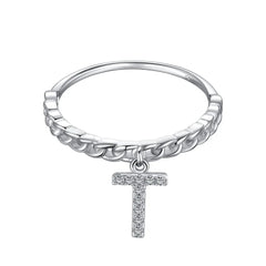 Aetolia Fashion Jewelry Trend Wholesale Ring Party Gift S925 Sterling Silver Stackable Initial Letter A-Z Rings For Women Daily Wear