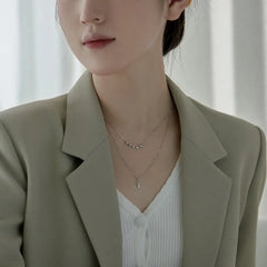 Aetolia Stylish Jewelry Tiny Triangle Double multi layered 925 Sterling Silver Necklace 18k Gold Plated Pendant Necklace