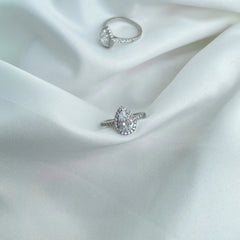 Aetolia No MOQ High Quality Rings Fashion Luxury Ring Engagement Women's Pear Shape Wedding Rings Silver Zircon