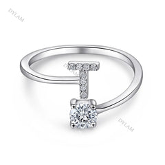 Aetolia Custom Adjustable Finger Fine Jewelry luxury 925 Sterling Silver Engagement Ring Set Letter Initial Wedding Rings Women