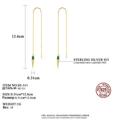 Aetolia 925 Sterling Silver 18K Gold Plated Arrow Long Line Dangle Earrings SE-511
