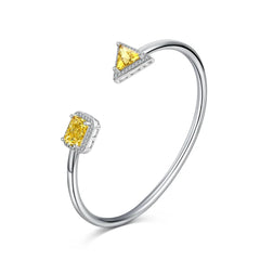 Aetolia New Arrival Iced Out Bling Open Adjustable Square Yellow Green Bracelets Bangles 925 Sterling Silver Cz Bracelet For Women