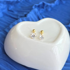 Aetolia Full Size Gold Plated Earrings Tiny Sterling Silver 925 18K Fashion Simple Small Stud Zircon 5A CZ Earrings