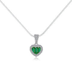 Aetolia Wholesale Price Trendy Fine Jewelry Heart Shape Necklace Wedding Elegant Gift Ruby Green Cz Zirconia Heart Pendants For Women
