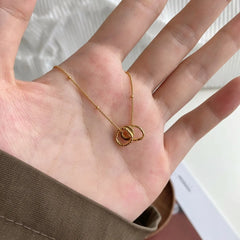 Aetolia Minimalist 18K Gold Plated Round Geometric Three Circle Pendant Necklace 925 Sterling Silver Necklaces For Women Jewelry