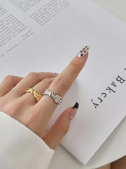 Aetolia fine jewelry Minimalist 925 Sterling Silver 18K Gold Plated Adjustable Bow Tie Polish Resizable Women Rings for women
