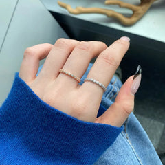 Aetolia 925 Sterling Silver Romantic Wedding Band For Women Cz Cubic Zirconia Full Eternity Stackable 18K Rose Gold Ring For Girl Gift