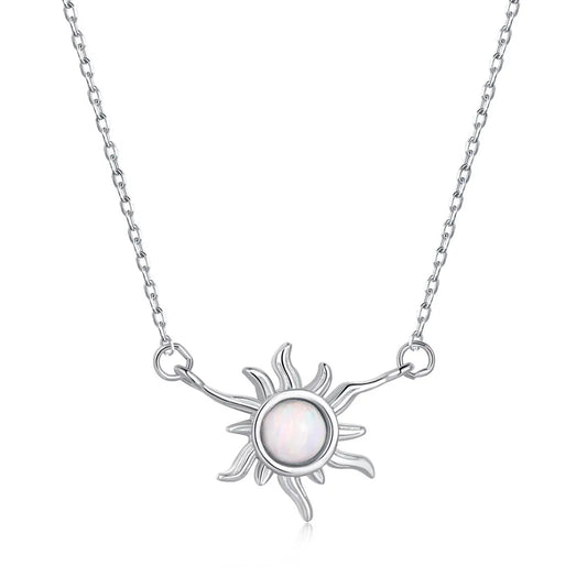 Aetolia Fine jewelry cubic zirconia Sun Flower shape blue Opal Choker Necklace Hawaiian Necklace Flower Chocker Necklaces for Women