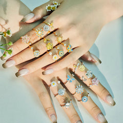 Aetolia Cute 925 Sterling Silver Fidget Ring Anxiety Spinner Rings Secret Relieving Jewelry 18K Gold Open Rings For Women Girl