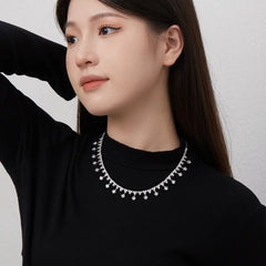 Aetolia New Arrival S925 Sterling Silver Necklace Big Cz Cubic Zirconia Chain Link Water Drop Round Diamond Pendant Necklaces For Women