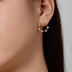 Aetolia Popular Jewelry Trendy 18K Gold Plated Earrings Sterling Silver 925 Hoop Heart Cz Zirconia Stone Stud Earrings Hoop Design