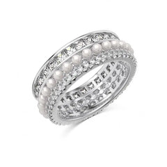 Aetolia Square Cz Zirconia Eternity Band Ring Jewelry Iced Out Chunky Baguette Engagement Wedding Shell Pearl Rings For Women