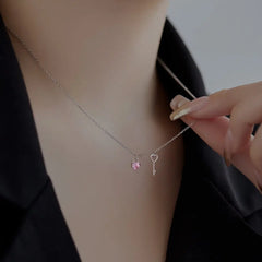 Aetolia 925 Sterling Silver Layer Heart-Shaped Lock Necklace Jewelry 18K Gold Key Padlock Pendant Necklace Women Beaded Chain