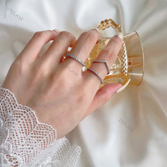 Aetolia Wholesale Custom Wedding Engagement Romantic 5A Zircon Jewelry 925 Sterling Silver V Type Woman Ring