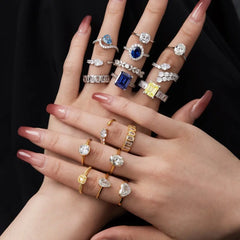 Aetolia High Quality S925 Sterling Silver Blue Ring Trendy Eternity Band 5A Cubic Zirconia Rings Jewelry Women Engagement Wedding Ring